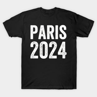 Paris 2024 - Text Style White Font T-Shirt